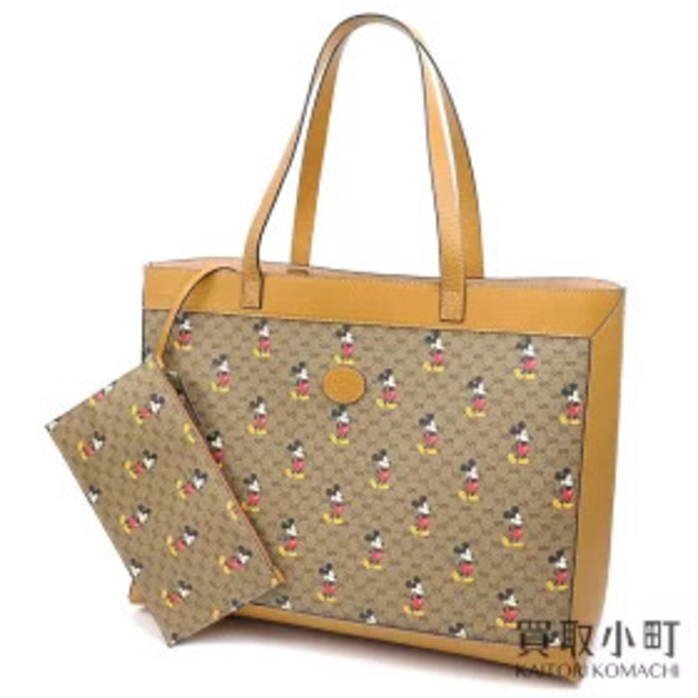 Gucci Disney Tote Bag Mickey Mouse Soft GG Supreme Canvas Leather Shopping